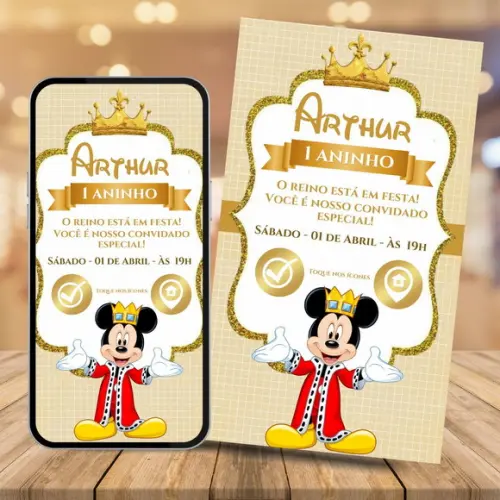 Convite Digital Interativo Mickey Realeza