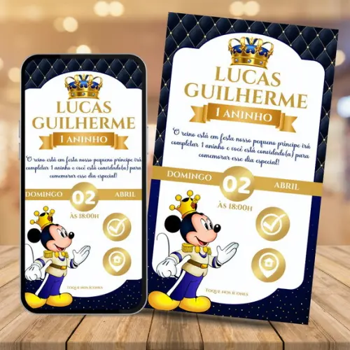 Convite Digital Interativo Mickey Realeza
