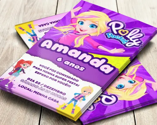 Convite Impresso Polly Pocket