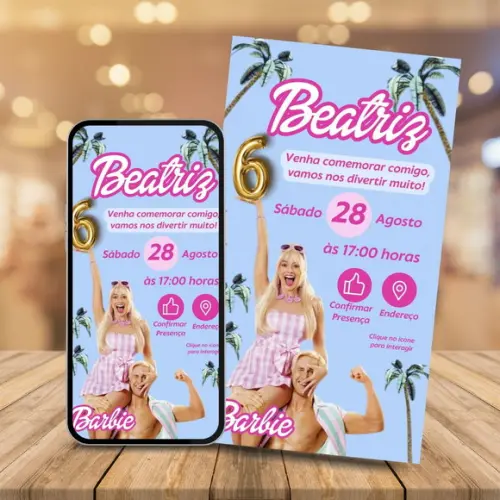 Convite Digital Interativo Barbie