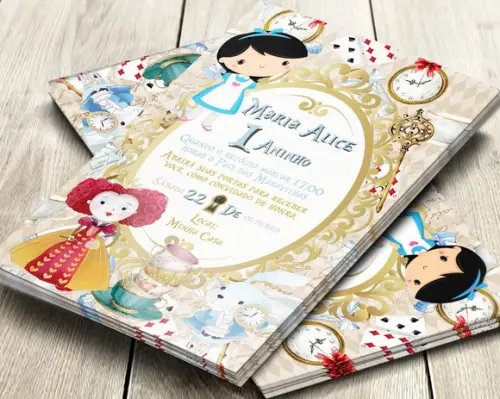Convite Impresso Alice no País das Maravilhas