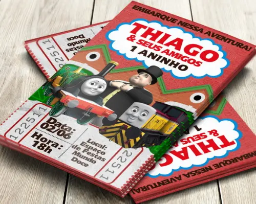 Convite Impresso Thomas e Seus Amigos