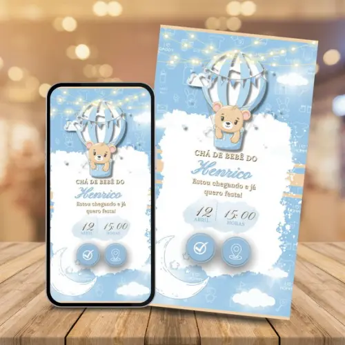 Convite Digital Interativo Chá de Bebê Menino