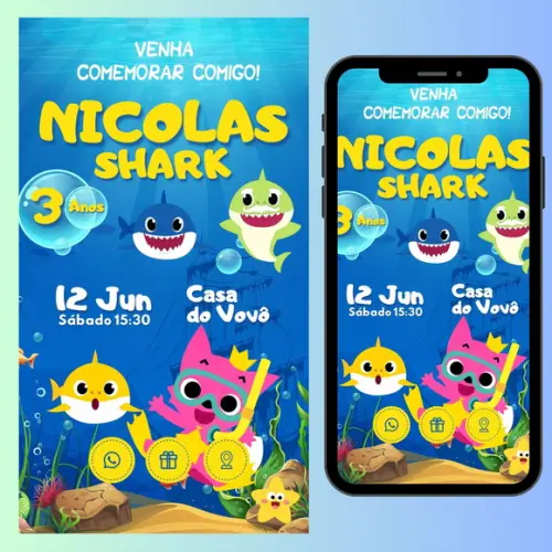 Convite Digital Interativo Baby Shark