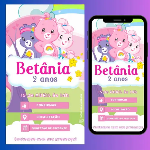 Convite Digital Interativo Ursinhos Carinhosos