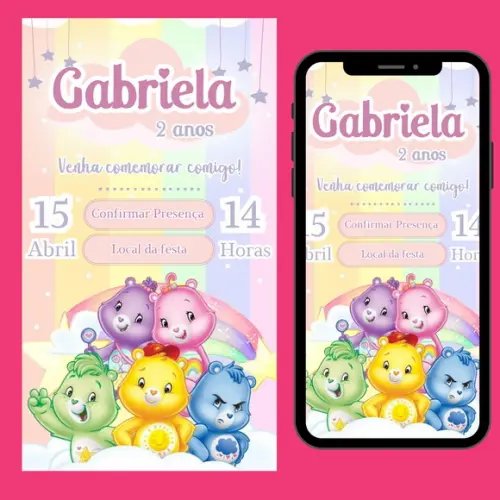 Convite Digital Interativo Ursinhos Carinhosos