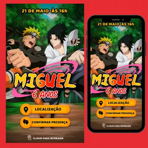 Convite Digital Interativo Naruto