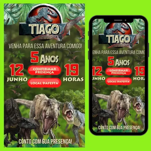 Convite Digital Interativo Dinossauro