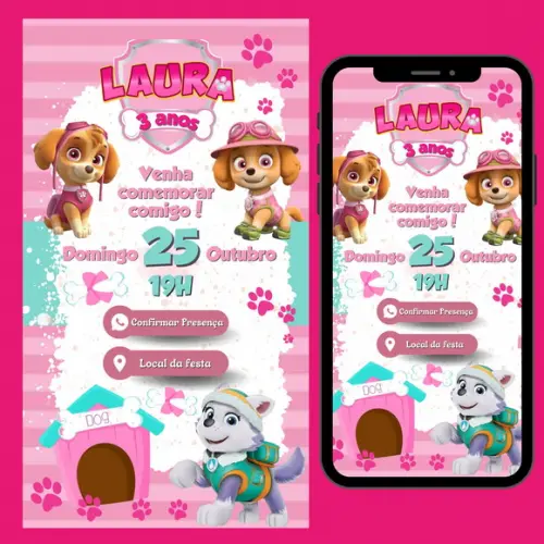 Convite Digital Interativo Patrulha Canina