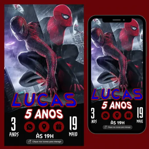 Convite Digital Interativo Homem Aranha