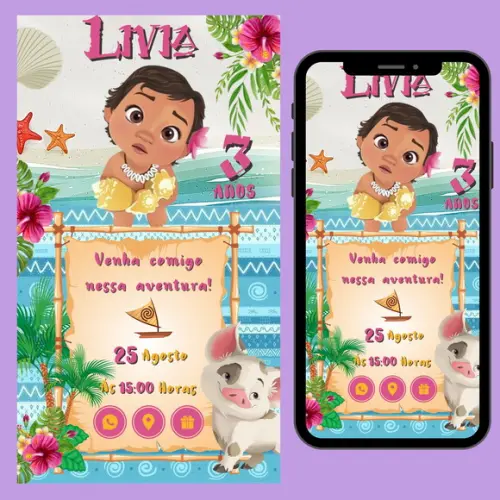 Convite Digital Interativo Moana