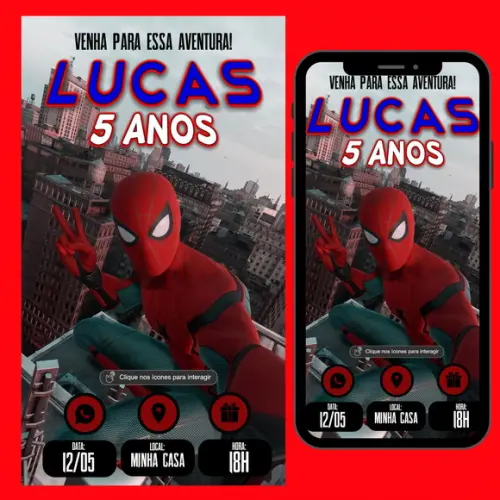Convite Digital Interativo Homem Aranha