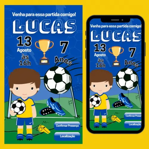 Convite Digital Interativo Futebol