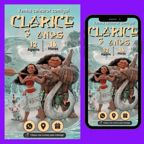 Convite Digital Interativo Moana