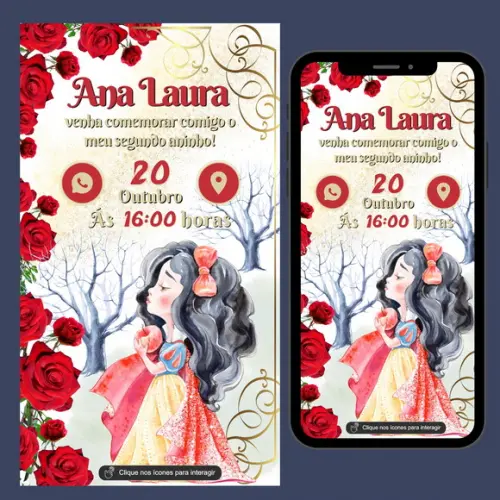 Convite Digital Interativo Branca de Neve