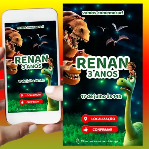 Convite Digital Interativo o Bom Dinossauro