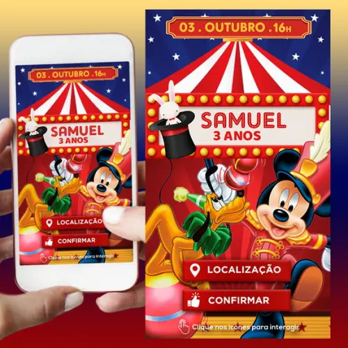 Convite Digital Interativo Circo do Mickey