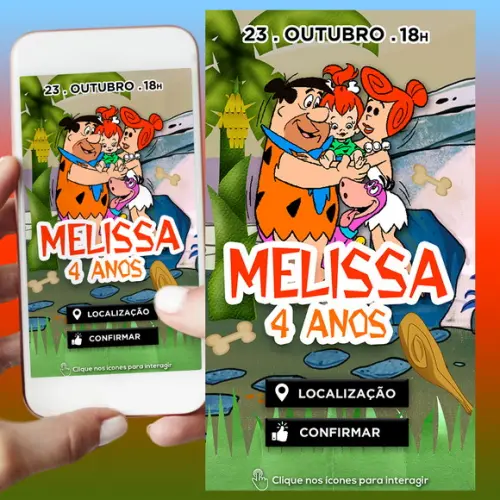 Convite Digital Interativo Flintstones