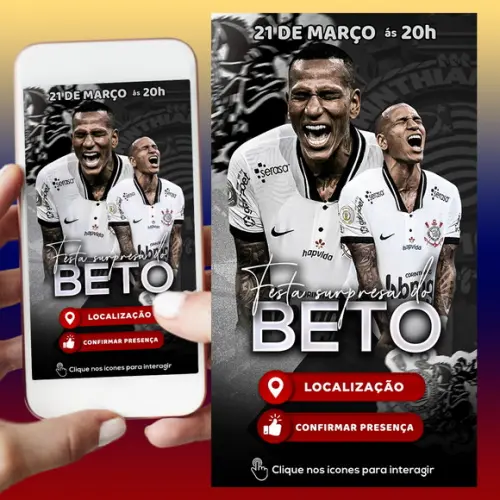 Convite Digital Interativo Time Futebol
