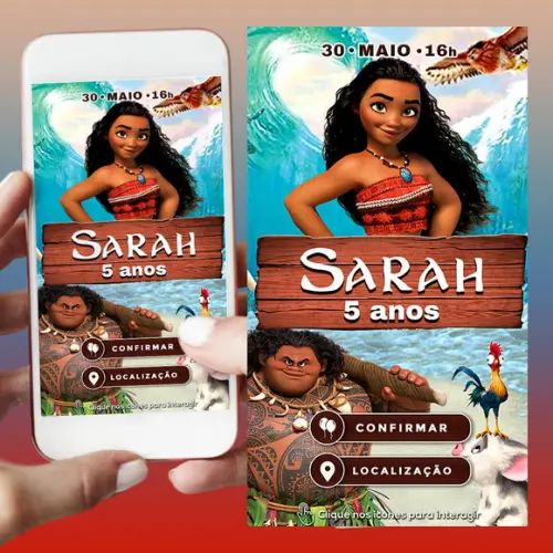 Convite Digital Interativo Moana