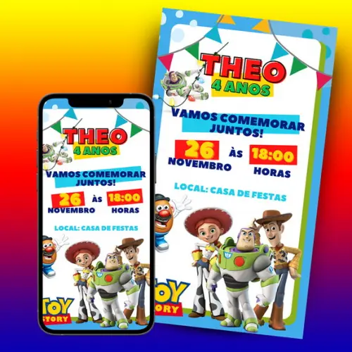 Convite de Aniversário Digital- Toy Story