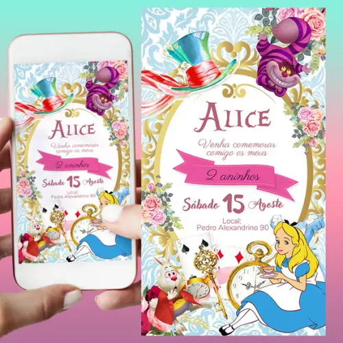 Convite Digital Alice no País das Maravilhas