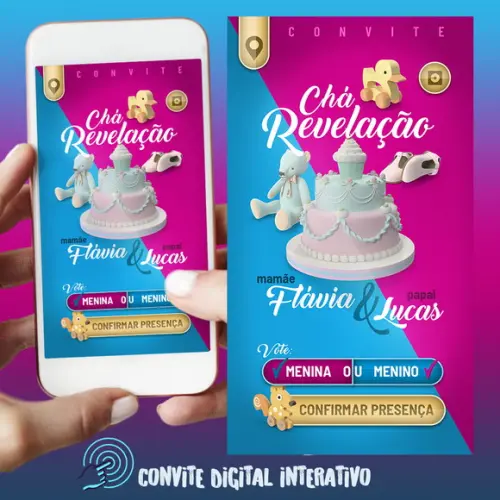 Convite Digital Interativo Chá Revelação
