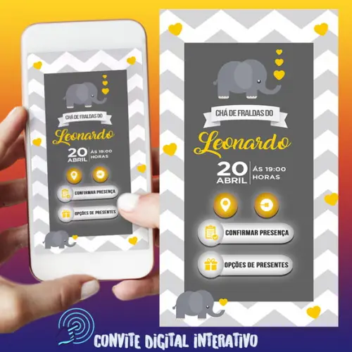 Convite Digital Interativo Elefantinho