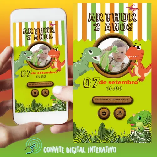 Convite Digital Interativo Dinossauro