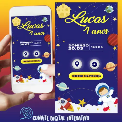 Convite Digital Interativo Astronauta