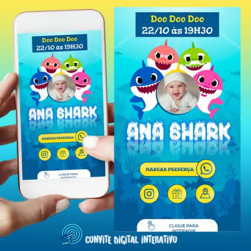 Convite Digital Interativo Baby Shark
