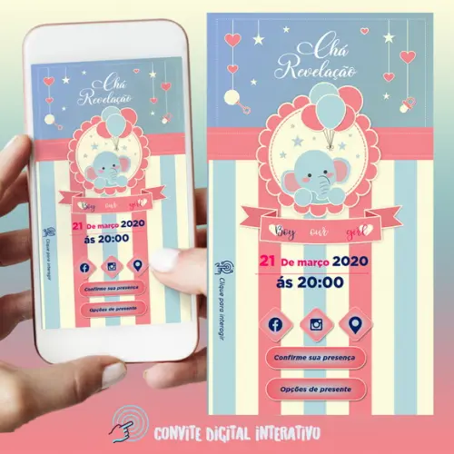 Convite Digital Interativo Chá Revelação