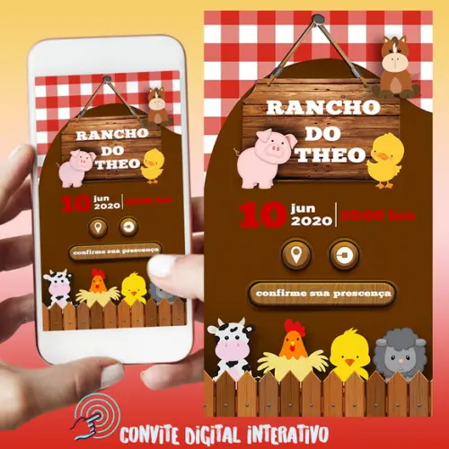 Convite Digital Interativo Fazendinha
