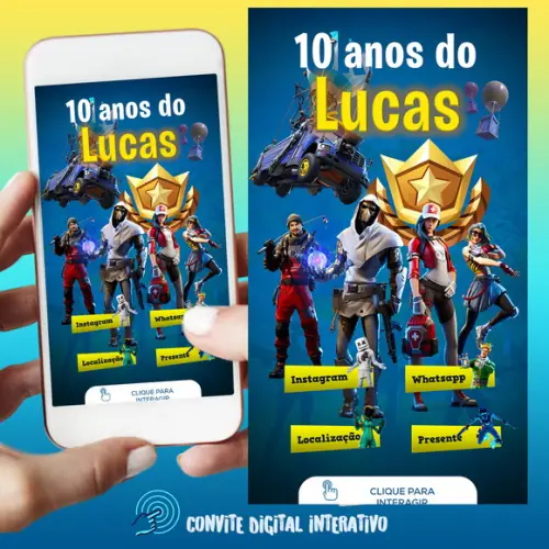 Convite Digital Interativo Fortnite