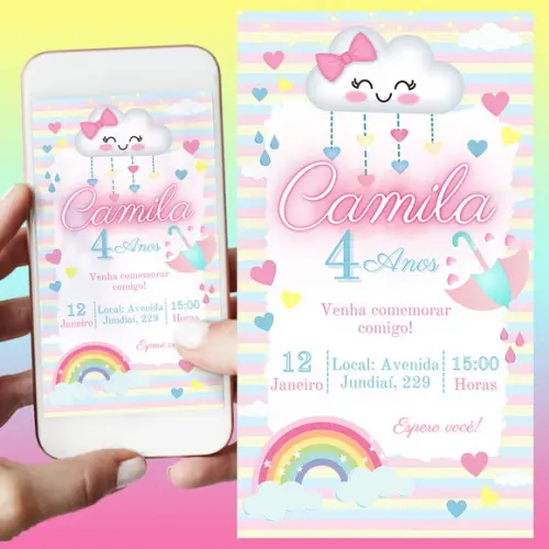 Convite de Aniversário Digital- Chuva de Amor