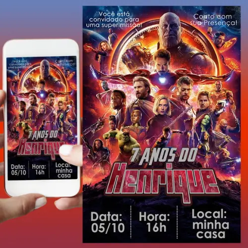 Convite De Aniversário Digital- Os Vingadores (avengers)