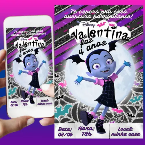 Convite De Aniversário Digital-vampirina