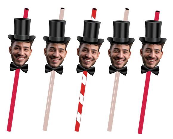 Canudo Personalizado Despedida de Solteira com Foto do Noivo
