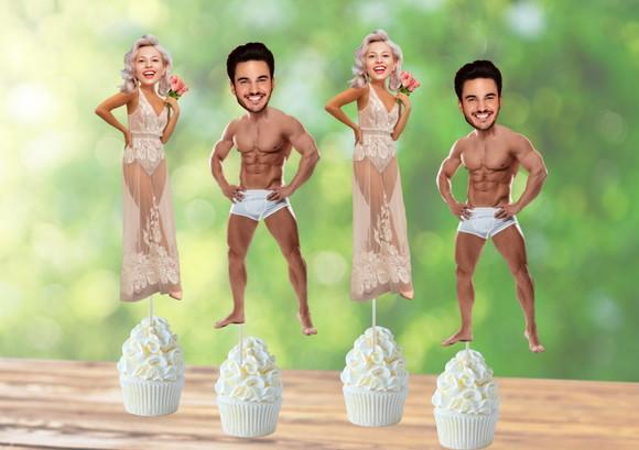Casal de Noivos com Foto para Despedida de Solteira em Doces