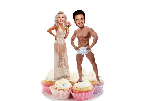 Casal de Noivos com Foto para Despedida de Solteira em Doces
