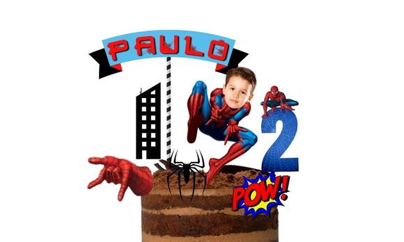Homem Aranha Topo de Bolo + 20 Toppers com Fotos Rostinhos