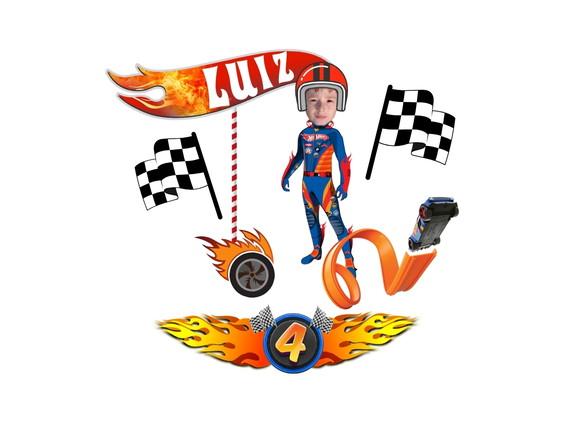 Hot Wheels Topo de Bolo + 20 Toppers para Docinhos com Foto