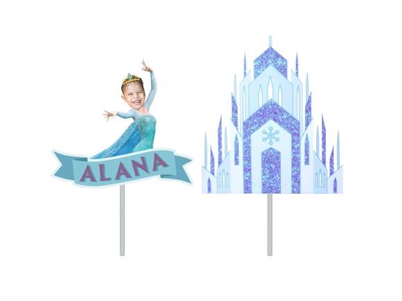 Kit Frozen Topo de Bolo + 20 Toppers para Doces com Fotos