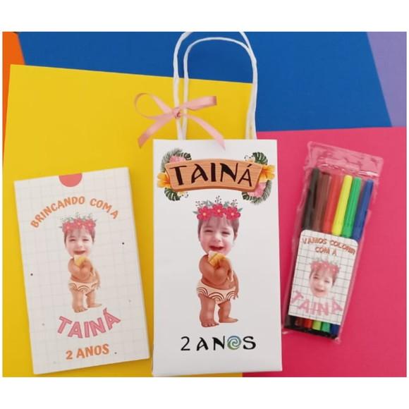 Kit Lembrancinhas Sacolinhas+livro de Atividades+canetinhas