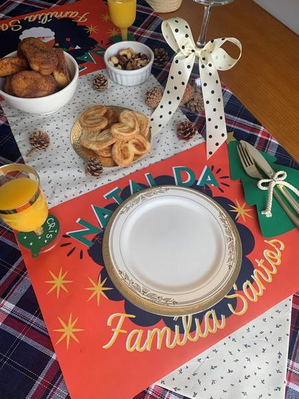 Kit Mesa Posta Ceia de Natal Personalizada + Nome da Família
