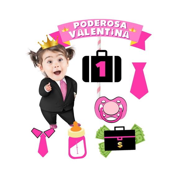 Kit Porderosa Chefinha com Foto Topo de Bolo + 20 Toppers