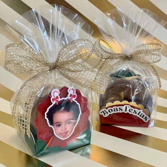 Lembrancinha de Natal Personalizada com Foto + 04 Cookies