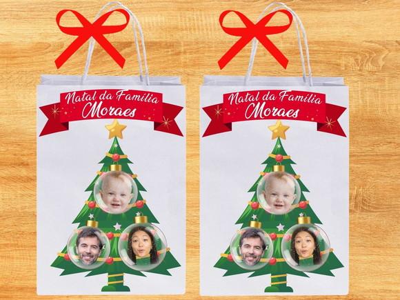 Sacolinha de Natal com Foto da Família para Lembranças