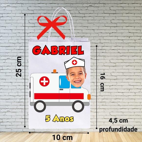 Sacolinha para Lembrancinha com Sua Foto Tema Ambulância