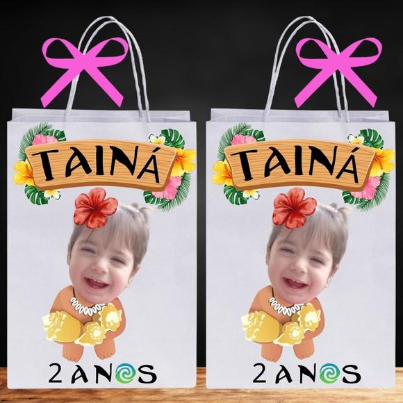 Sacolinha Personalizada com Sua Foto Moana e Moana Baby